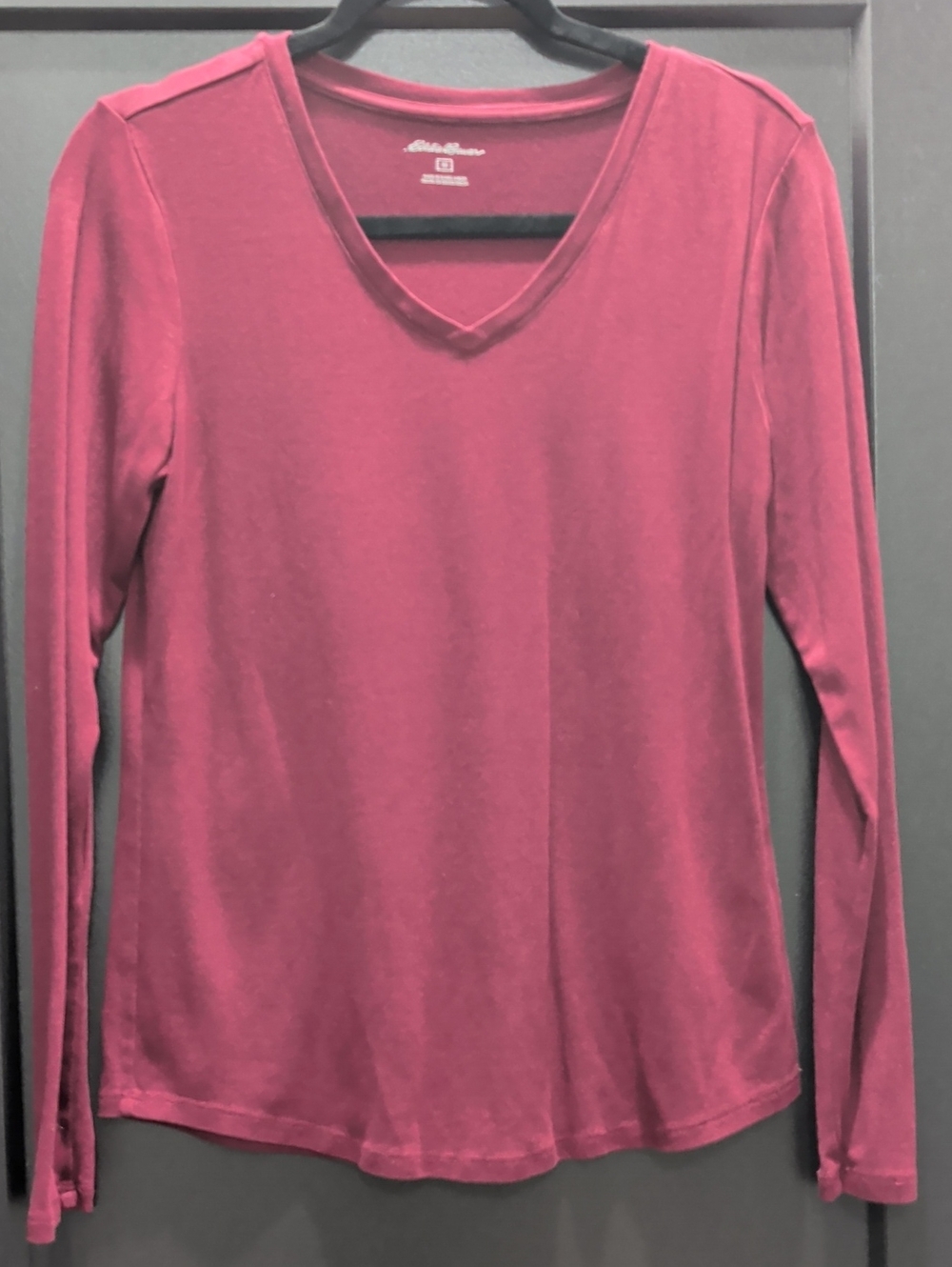 Eddie Bauer Long-Sleeve V-Neck Top - Dark Berry